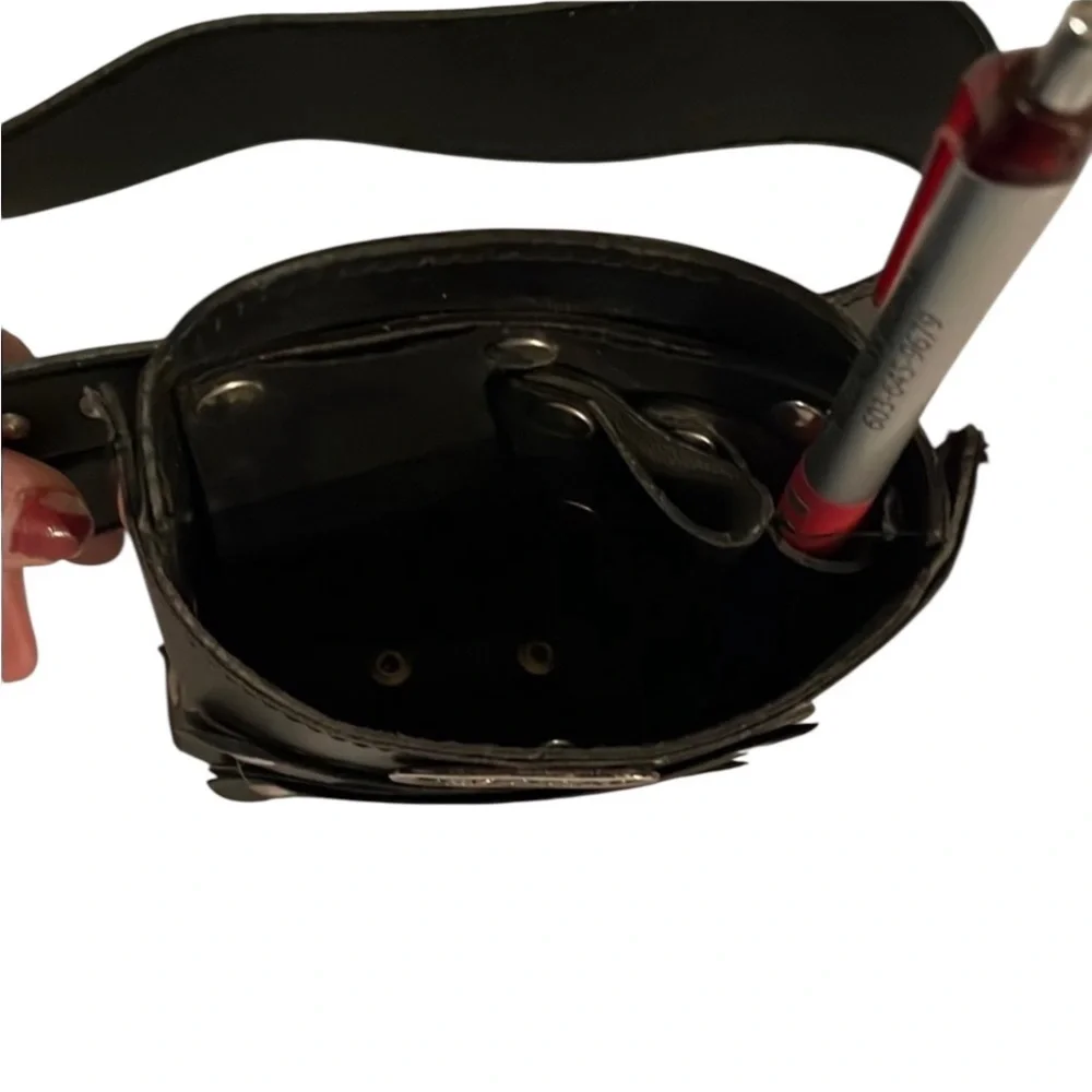 Black studded faux Leather Belt Bag, salon tools
